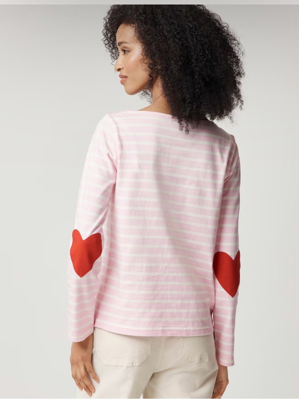 J crew Boatneck striped top with heart elbow patches size xxl